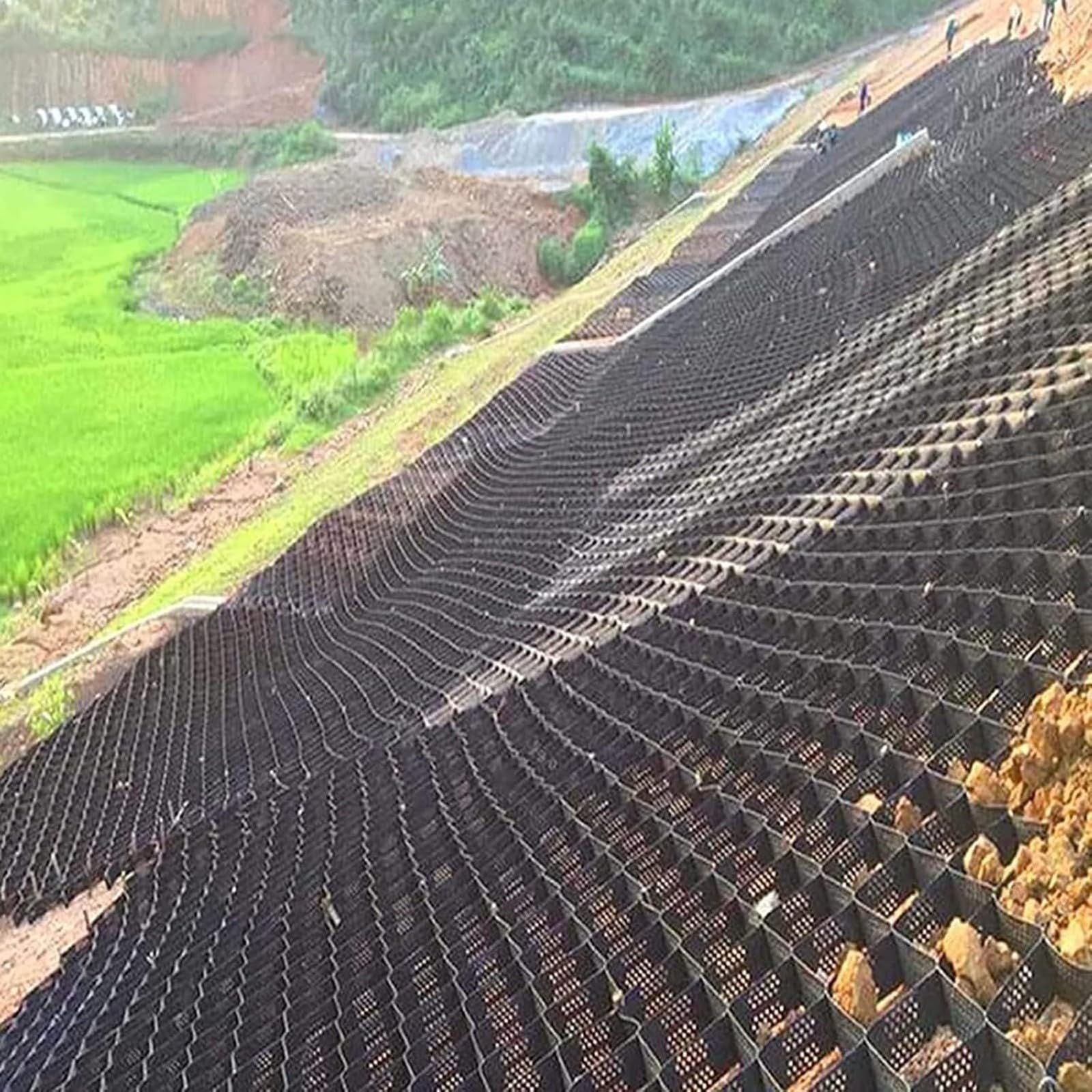Griglia di Terra Geogriglia da 2 Pollici di Altezza, Griglie Stabilizzatrici in Ghiaia di Piselli per Vialetti di Accesso, Sistema di Pavimentazione Permeabile(1x2m(3.3x6.5ft))