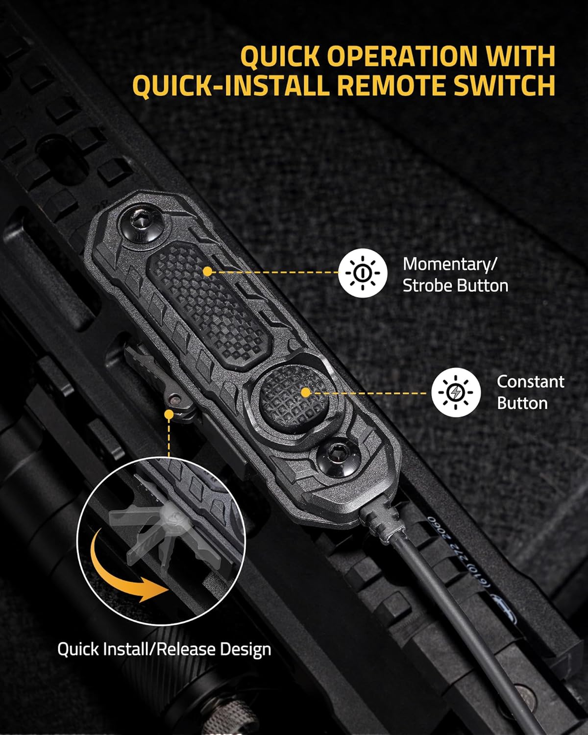 CVLIFE 1680 Lumens Rifle Light Laser Combo Compatible with M-Rail, USB Rechargeable Rifle Flashlight with Aiming Green Beam, Pressure Remote Switch Included
