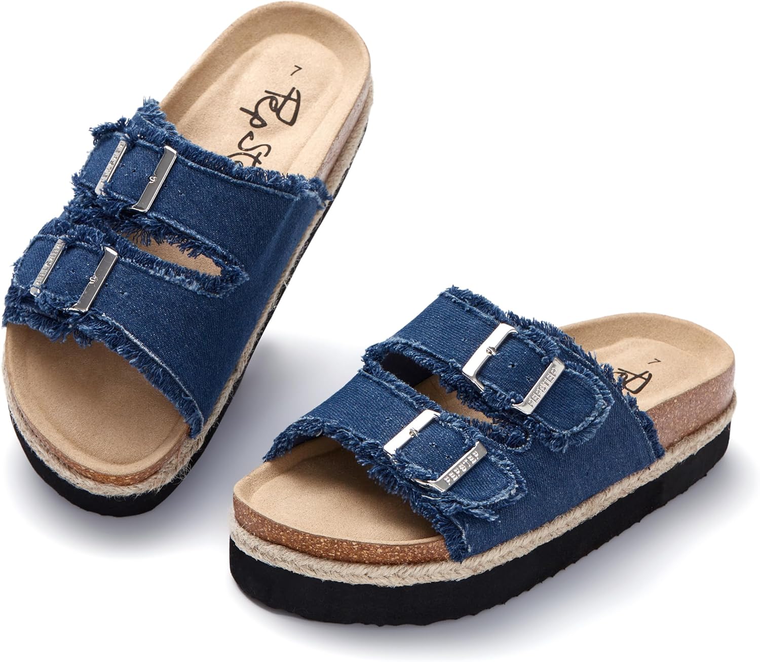 PepStep Slide Sandals for Women with Soft Cork Footbed and Strap, Ladies Fashion Platform Slide Sandals Comfortable Slip On Style - Image 5