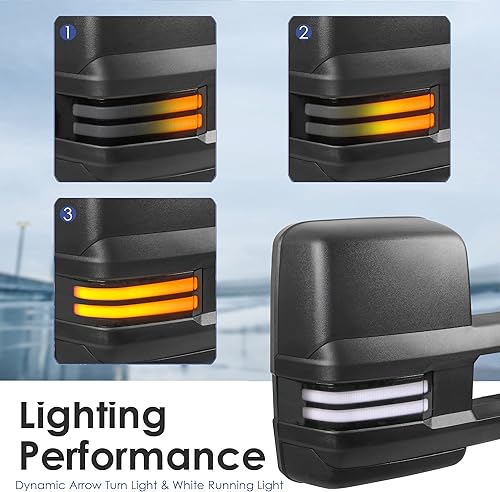 Miniatura 2 de MOSTPLUS Espejos de remolque con calefacción eléctrica compatibles con Chevy Silverado Suburban Tahoe GMC Serria Yukon 2003 2004 2005 2006 con luz