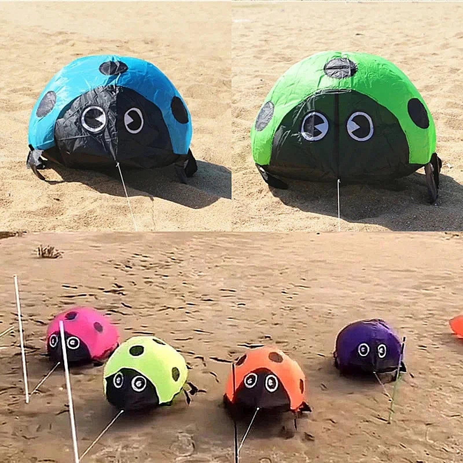 Cometa Grande con Forma de Mariquita, Juguete Infantil para Juegos Al Aire Libre, Actividades, Viajes Y Playa.
