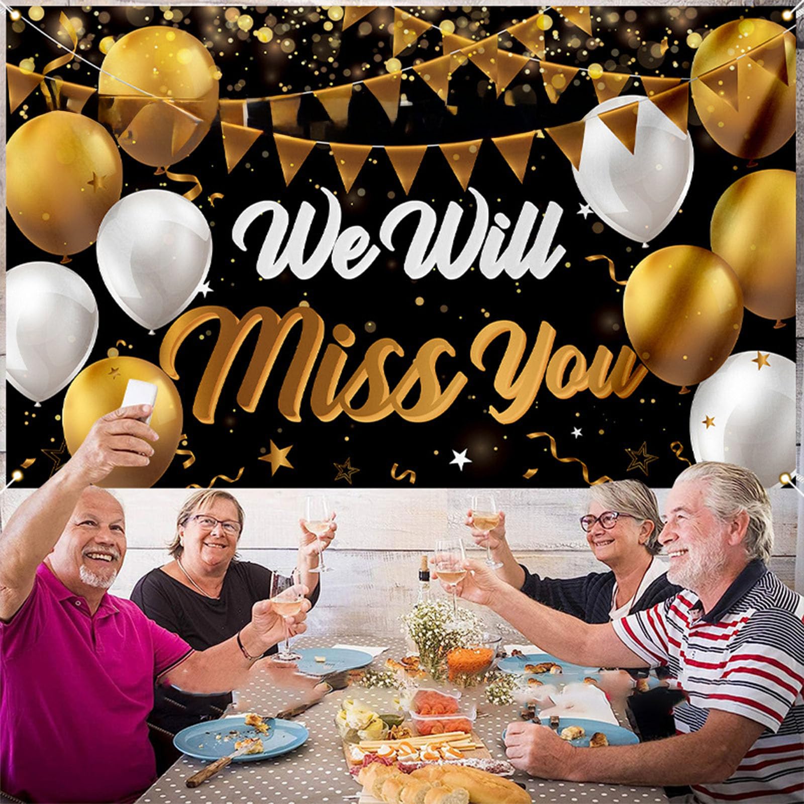 VGRDTW Retirement Decorations, Retirement Banner, Happy Retirements Banner, Sorry Your Leaving Decorations - Image 3