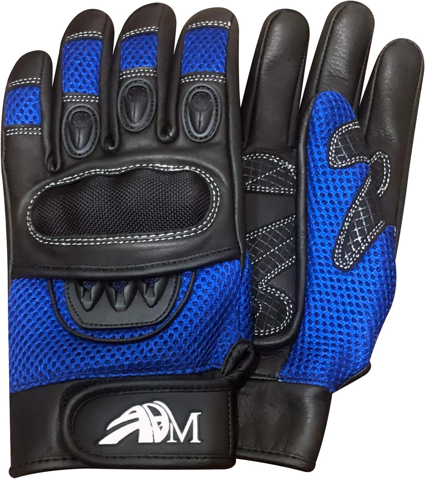 Ultimate Pro-biker Cow Analine Leather Sports Motorcycle Motorbike Full Finger Summer Mountain Bicycle Riding Sports Gloves for men’s 9001 (Black-Blue, XXL)