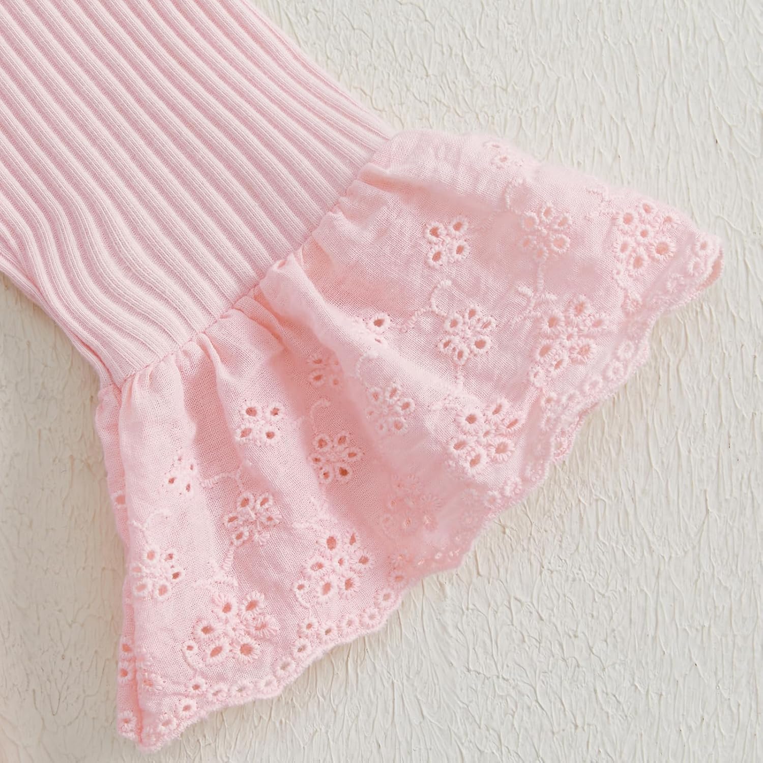 Gaono Toddler Baby Girl Fall Winter Clothes Bell Bottom Denim Outfit Solid Ribbed Romper Flare Jean With Headband 3Pcs Set - Image 5