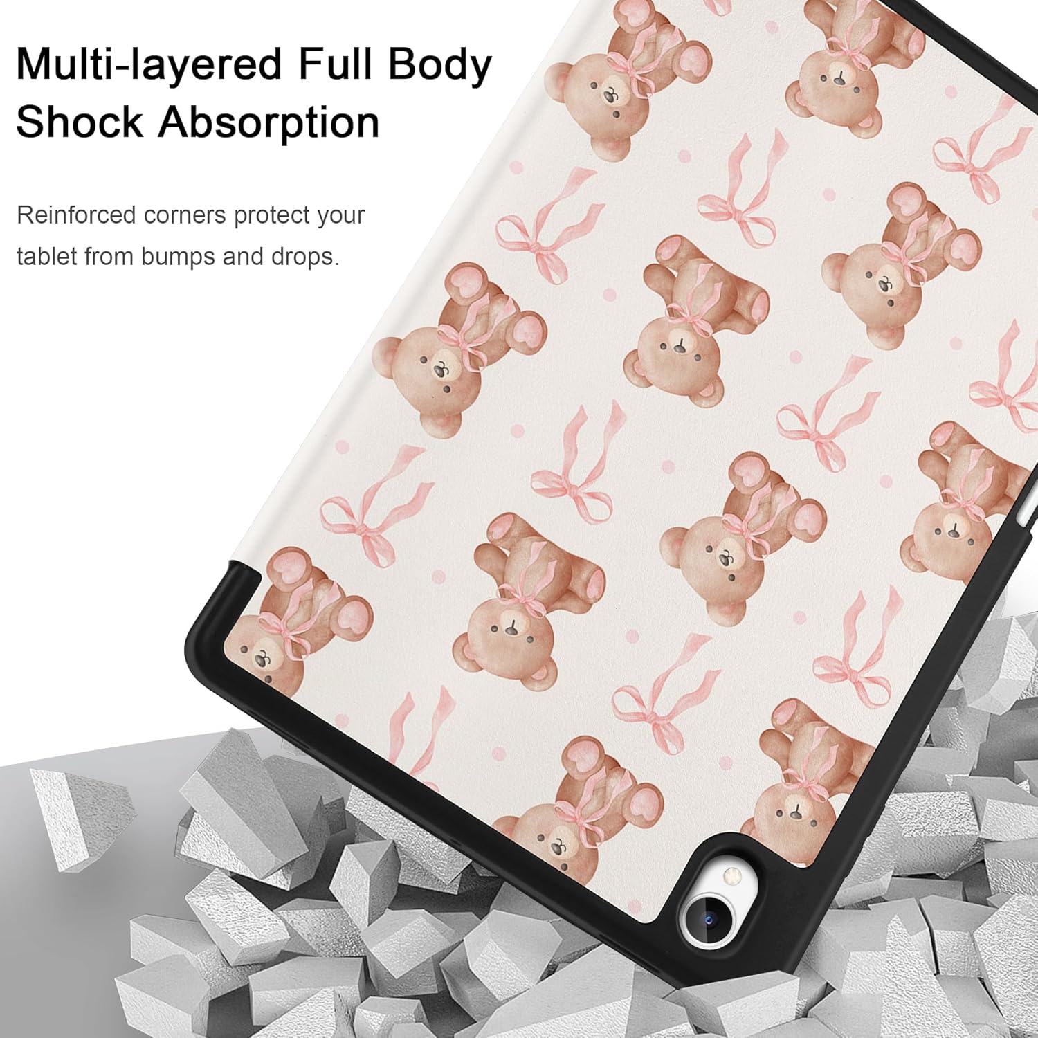 DONGKE Case for Samsung Galaxy Tab S11 5G 11" 2025 Model (SM-X730/X736B), Slim Lightweight Trifold Stand Cover with S Pen Holder, Auto Sleep/Wake, Soft TPU Shockproof Back, Lovely Bears