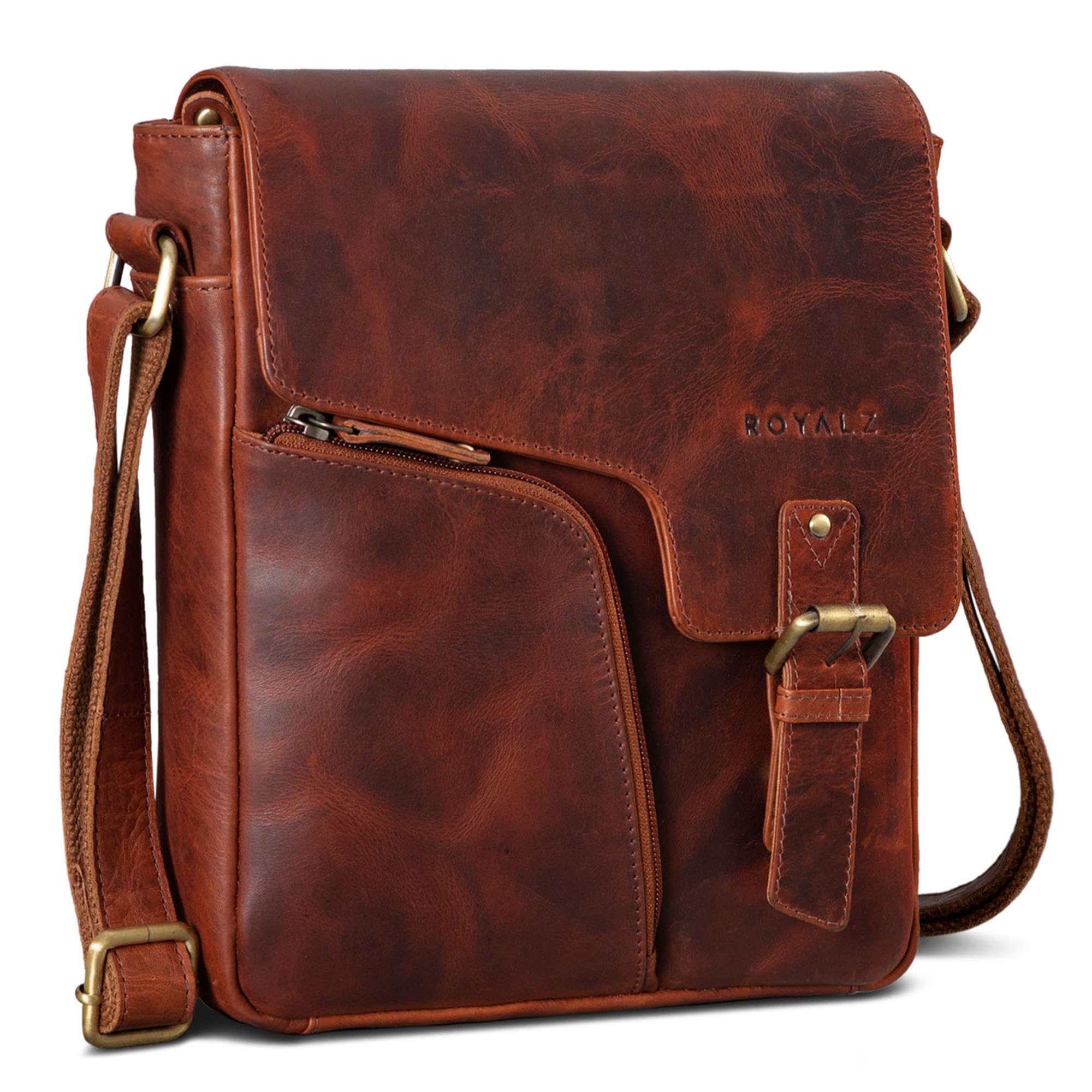 ROYALZ "Denver Borsa uomo vera pelle piccola vintage Tracolla Borsello Vero Cuoio Messenger per Tablet da 10,1 Pollici Viaggio