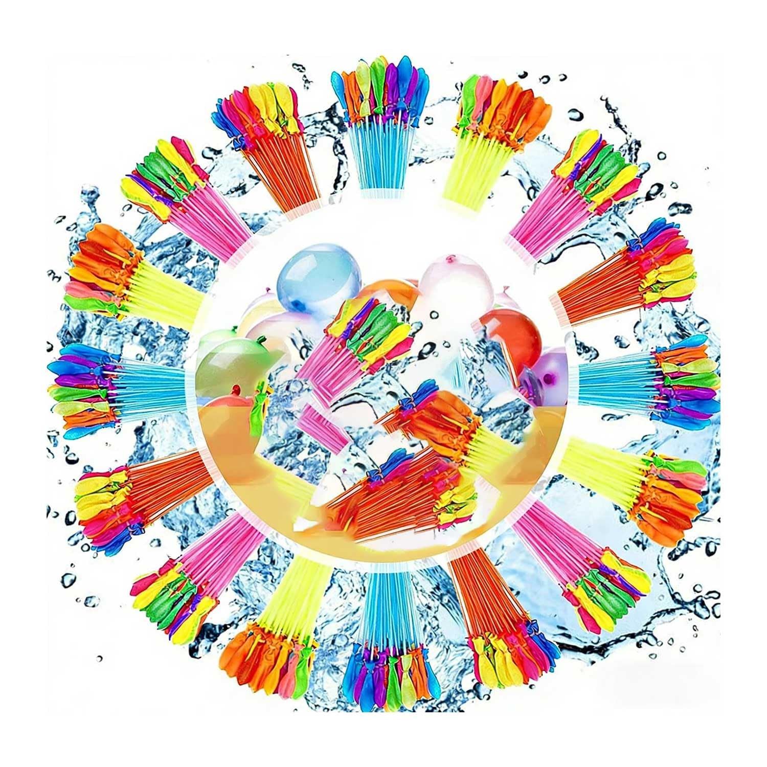 1110 Pcs Water Balloons, Rapid-Fill Waterballoons with 4 Filling Nozzles, Colourful Small Balloons for Kids Adults, Easy Fill Water Bombs for Summer Outdoor Water Games, Backyard Fights (1110 Pcs)