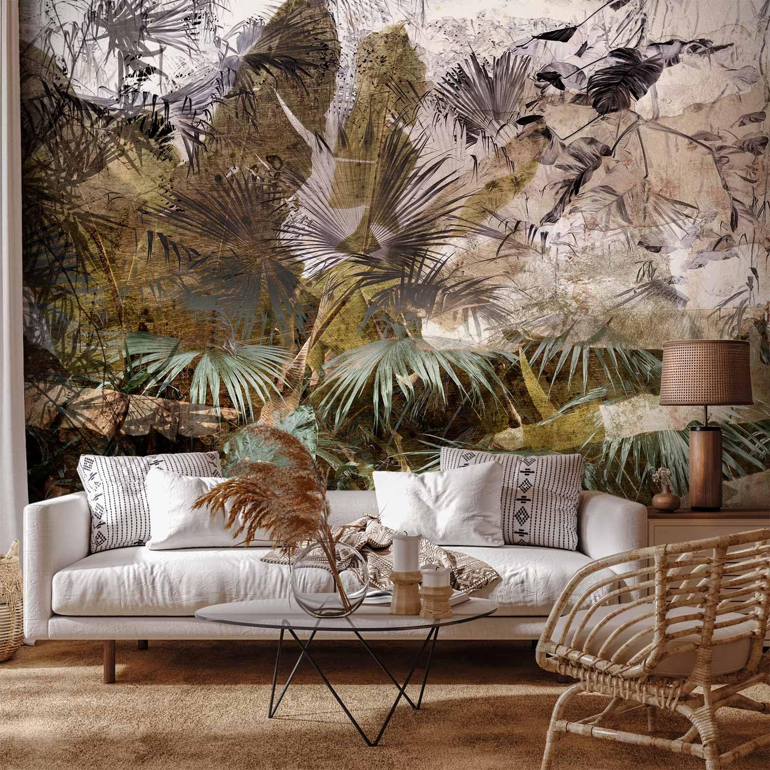 murando - Carta da Parati Moderna per Soggiorno, Tropicale, 400x280 cm | Fotomurali in TNT, Decorazione da Muro XXL, Carte da Parati Moderne, Foglie, Produzione Europea