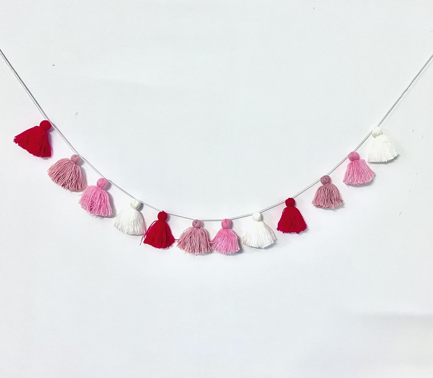 Big Size Tassel Garland H3.1in Polyester Yarn Gradual Rose Pom Pom Tassel Banner Decorative Wall Hanging for Home Decoration Wedding Birthday Baby Shower Party Supplies (The Dance of Rose)