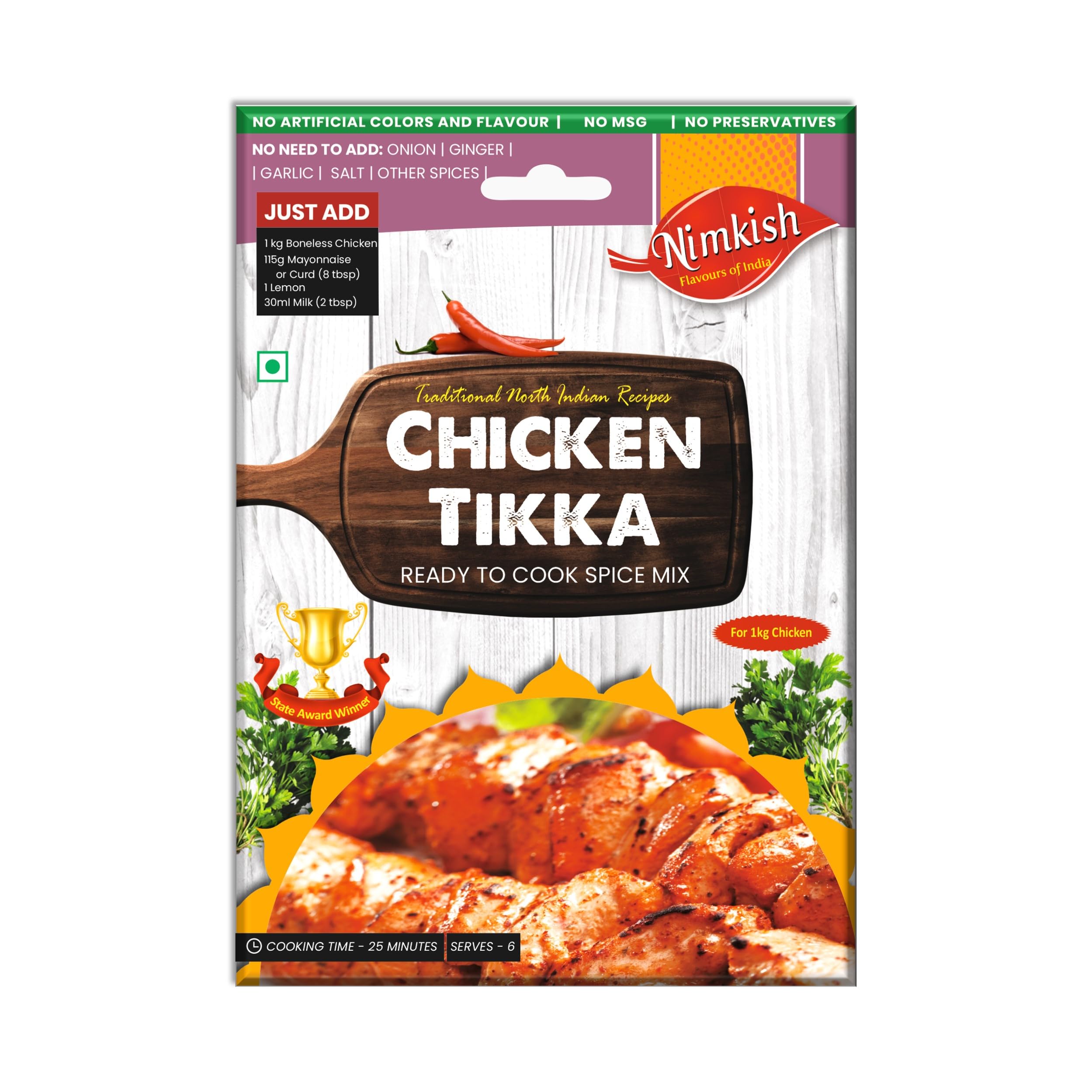 Nimkish Chicken Tikka (Tandoori/Dry) 50g, Ready to Cook Spice Mix, Easy 3 Step Recipe for Tasty Meals, Premix Powder Spice
