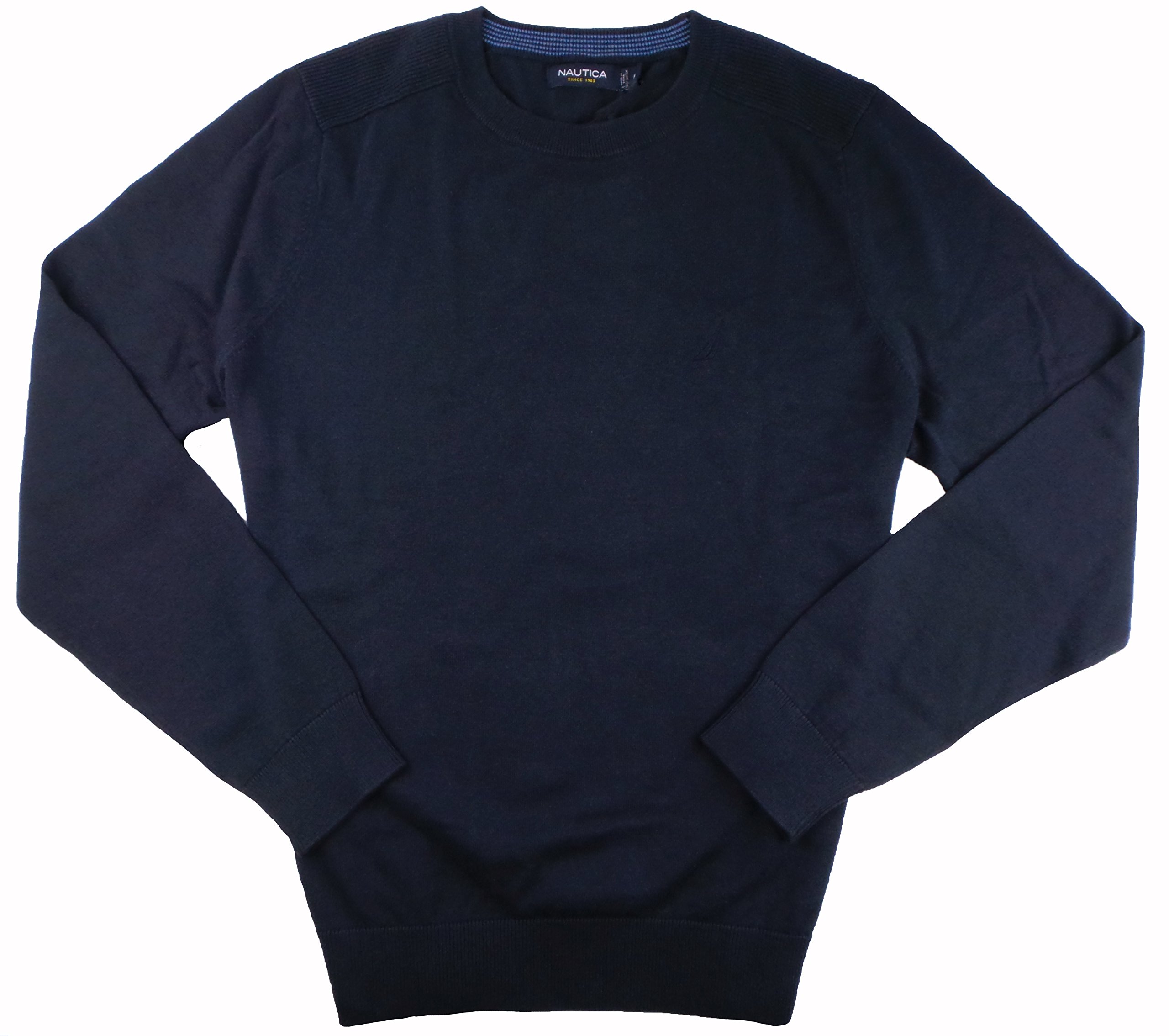 Nautica Mens Long Sleeve Crew-Neck Pullover Sweater - Navy