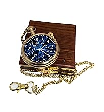 M.A & SONS Personalized Open Face Brass Pocket Watch | Custom Dial & Back Engraving | Wooden Gift Box Included | Antique Style Gift Watch for Men (2 Inch)