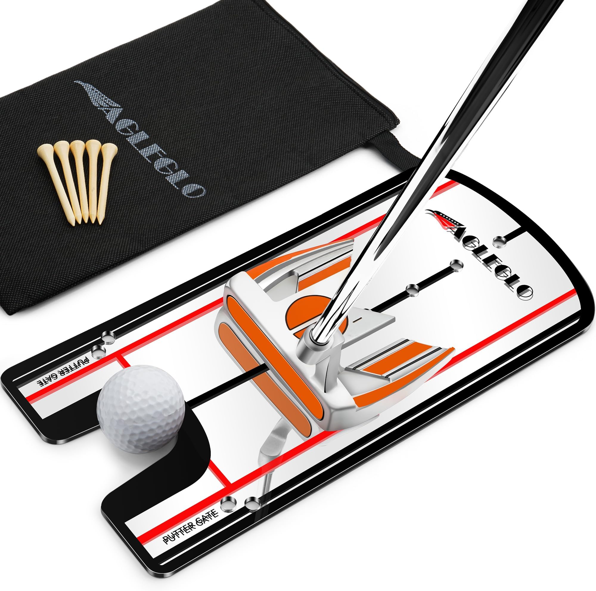 EagleGlo Putting Mirror, Golf Training Aid with Putter Line Mirrored Acrylic, Putting Trainer for Golfer Align Eyes, Body, Putter Face, Golf Practice Mat 12”L x 6”W