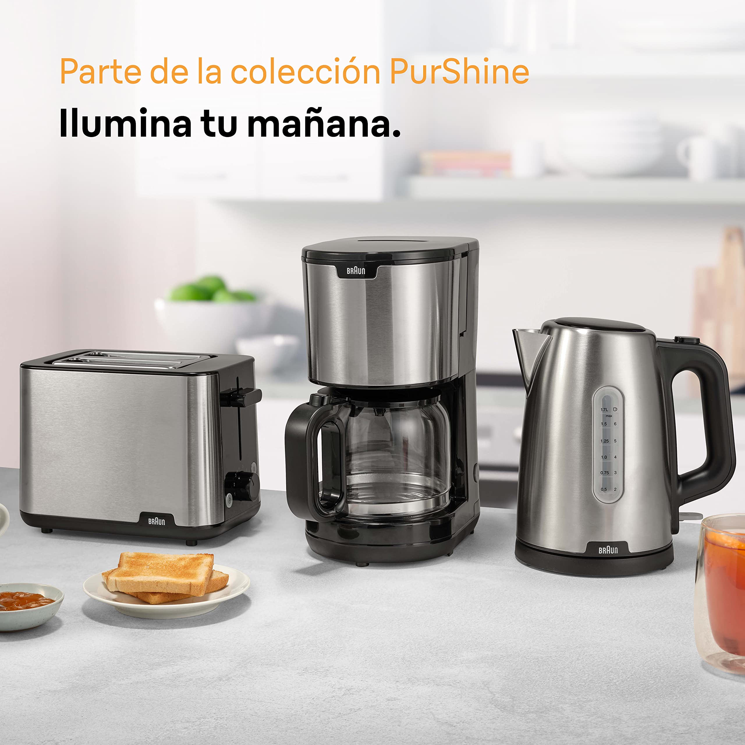 Braun PurShine Tostadora, Tostadora de 2 Ranuras, 8 Niveles de Tostado, Funciones de Recalentado y Descongelación, Bandeja Recogemigas, HT1510BK, 900W, Negro