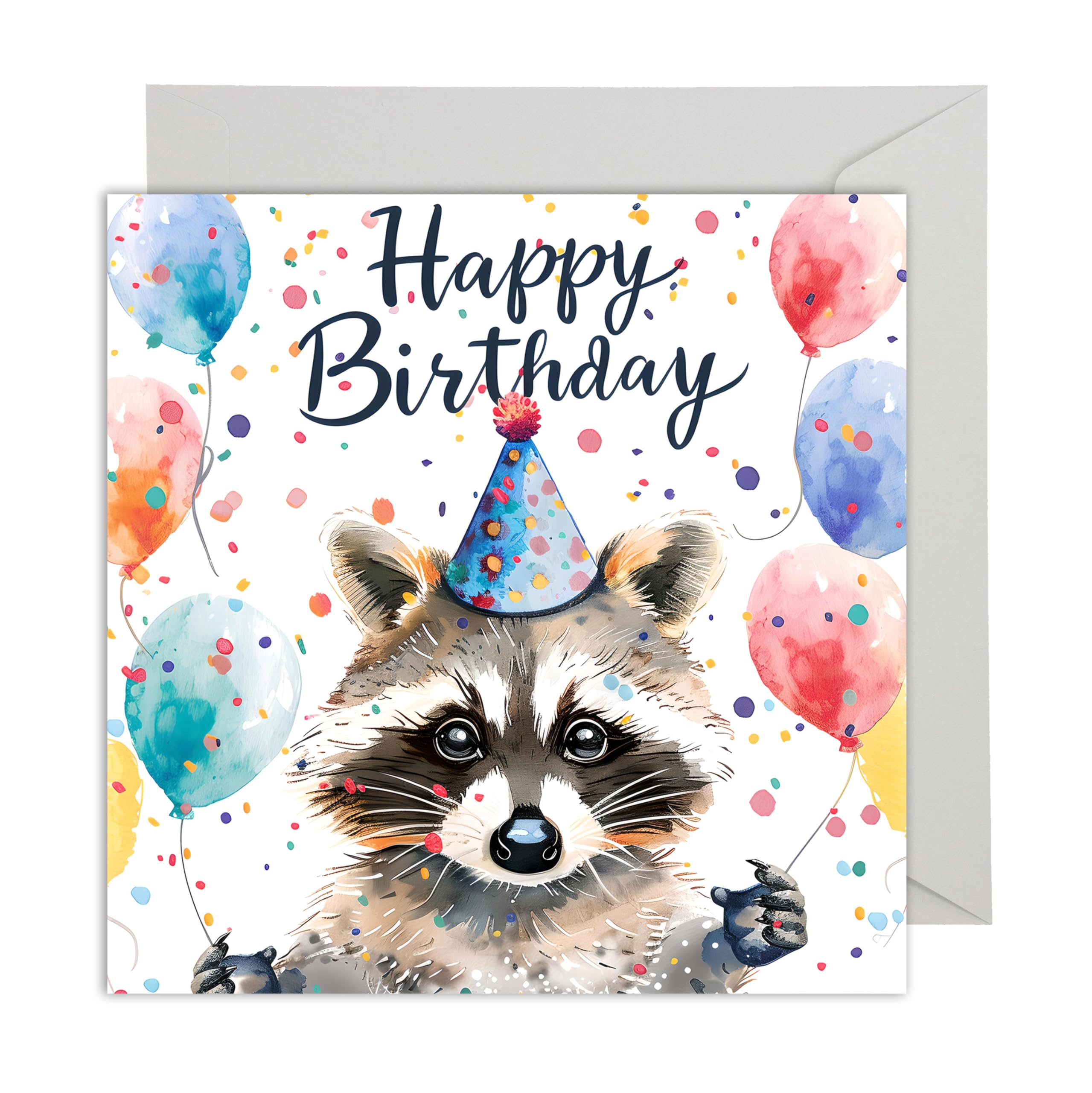 Tarjeta Del Feliz Cumpleaños Con El Mapache Lindo Ilustración Del Vector - Ilustración De Decoración, Diseño: 127171151
