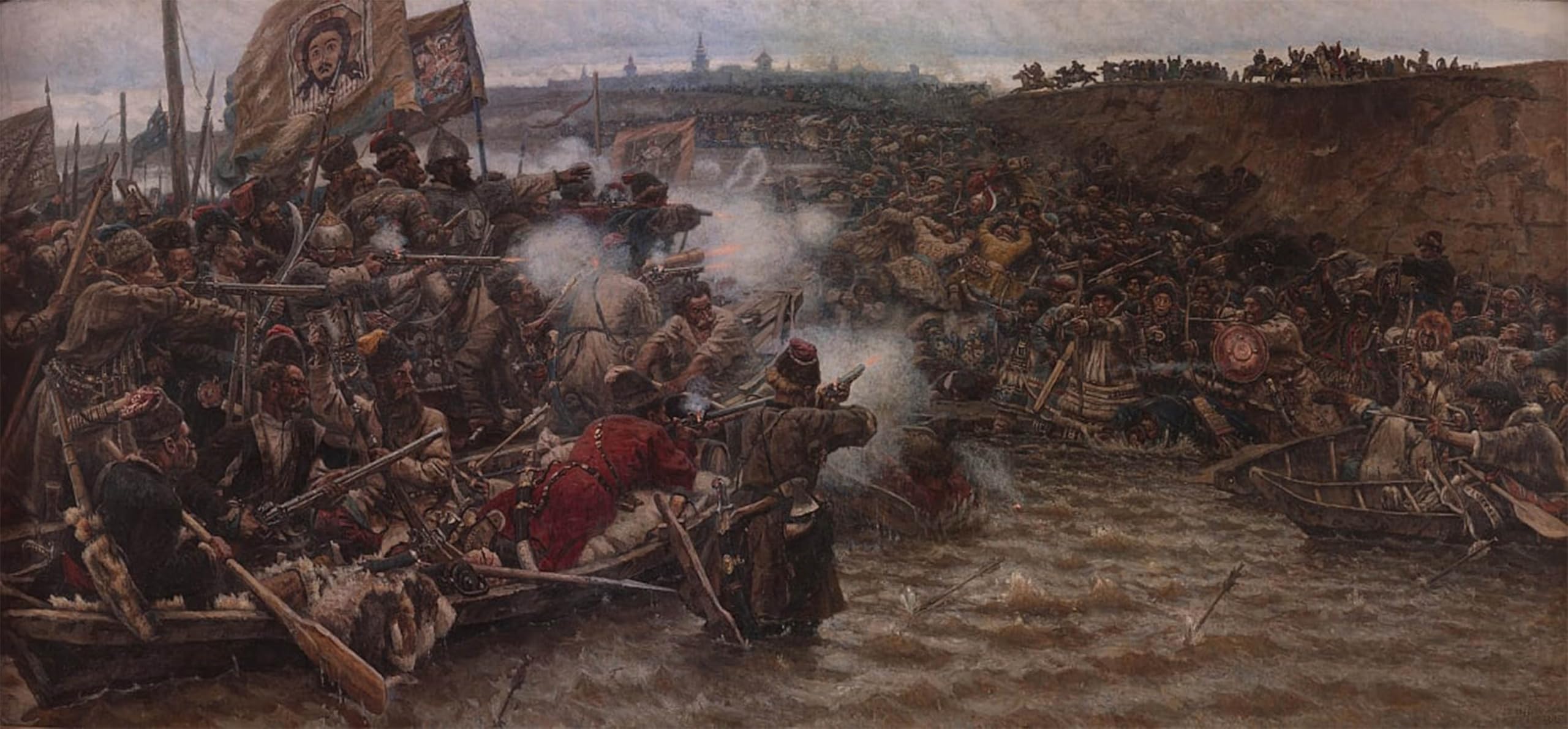 SERENDIPITP Retro Picture Poster Wall Art Pictures Painting Yermaks Conquest of Siberia by Vasilij Ivanovic Surikov Wall Art Canvas Print for Wall Decor 60x90cm