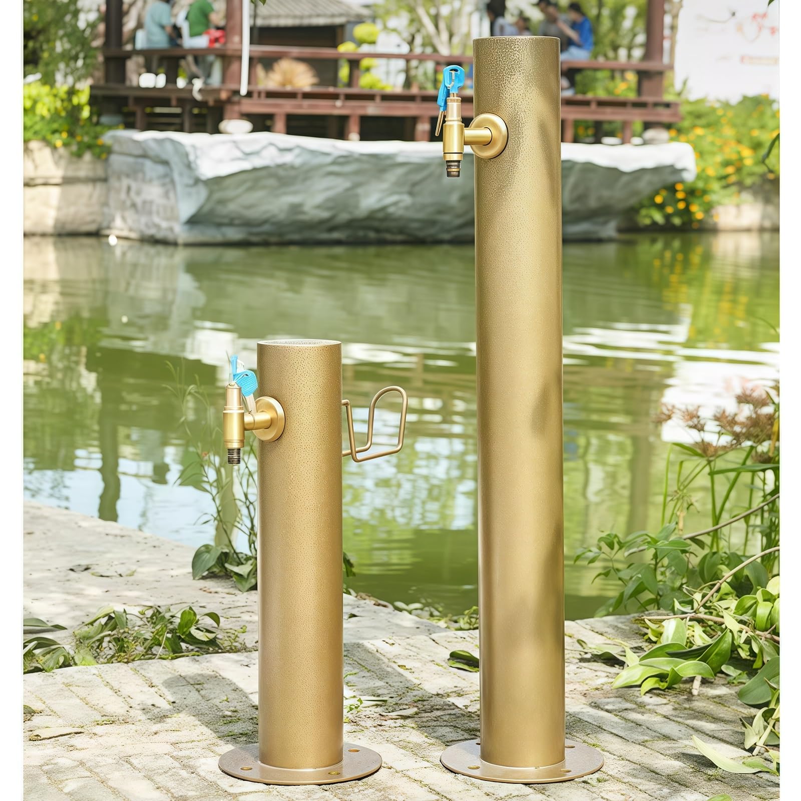 Columna de agua para jardín vertical, grifo de agua para exteriores resistente a las heladas, unidad de riego y lavado, boca de incendios duradera para jardines y patios(20.5x20.5x50cm)