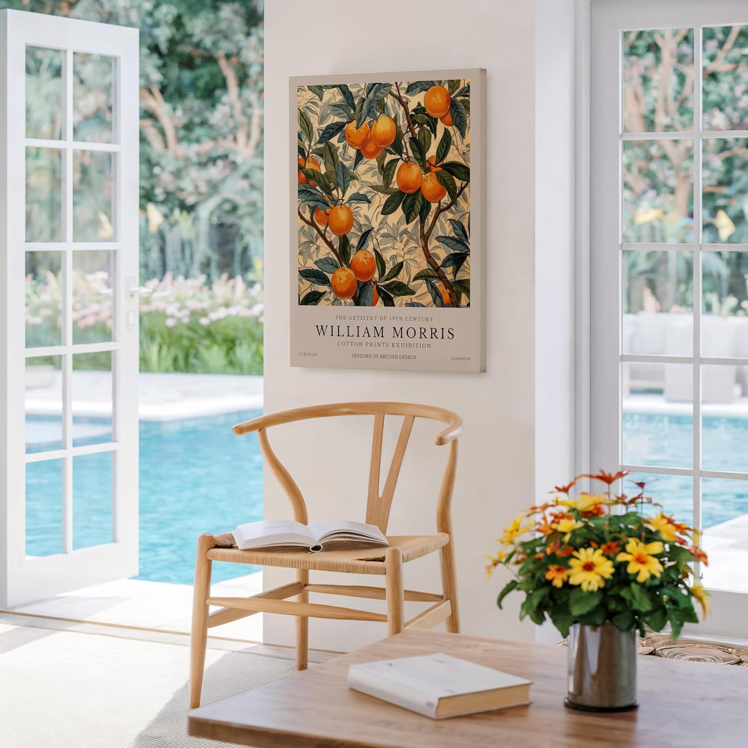 Monem Art William Morris Canvas - Orange Tree Print - Fruit Art - Botanical Exhibition Design - Floral Farmhouse Art - Aesthetic Office or Living Room Wall Decor - Available in 8x10 to 30x40