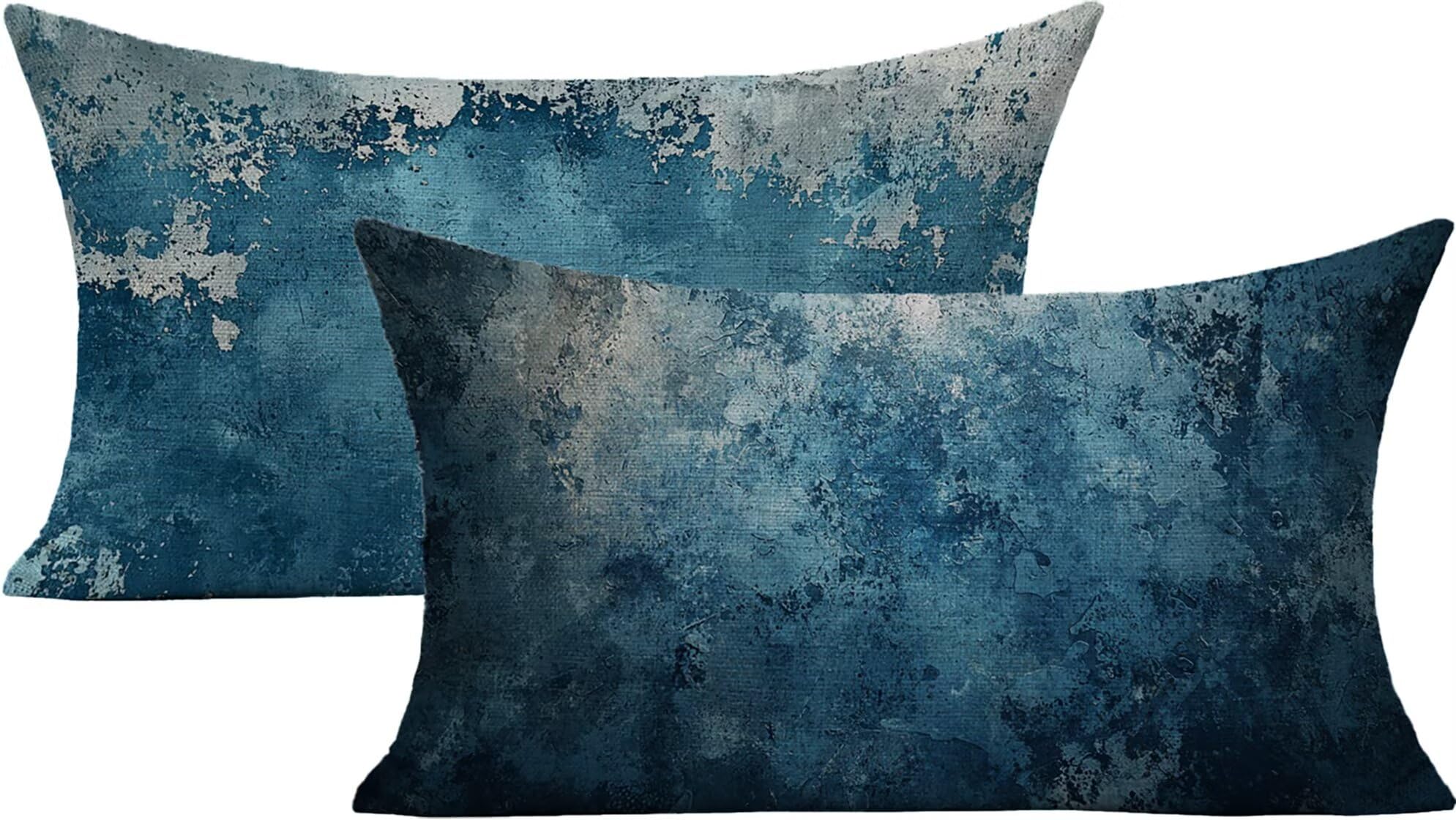 Housse de coussin extérieur imperméable 50x70cm bleue pour sublimer votre salon de jardin