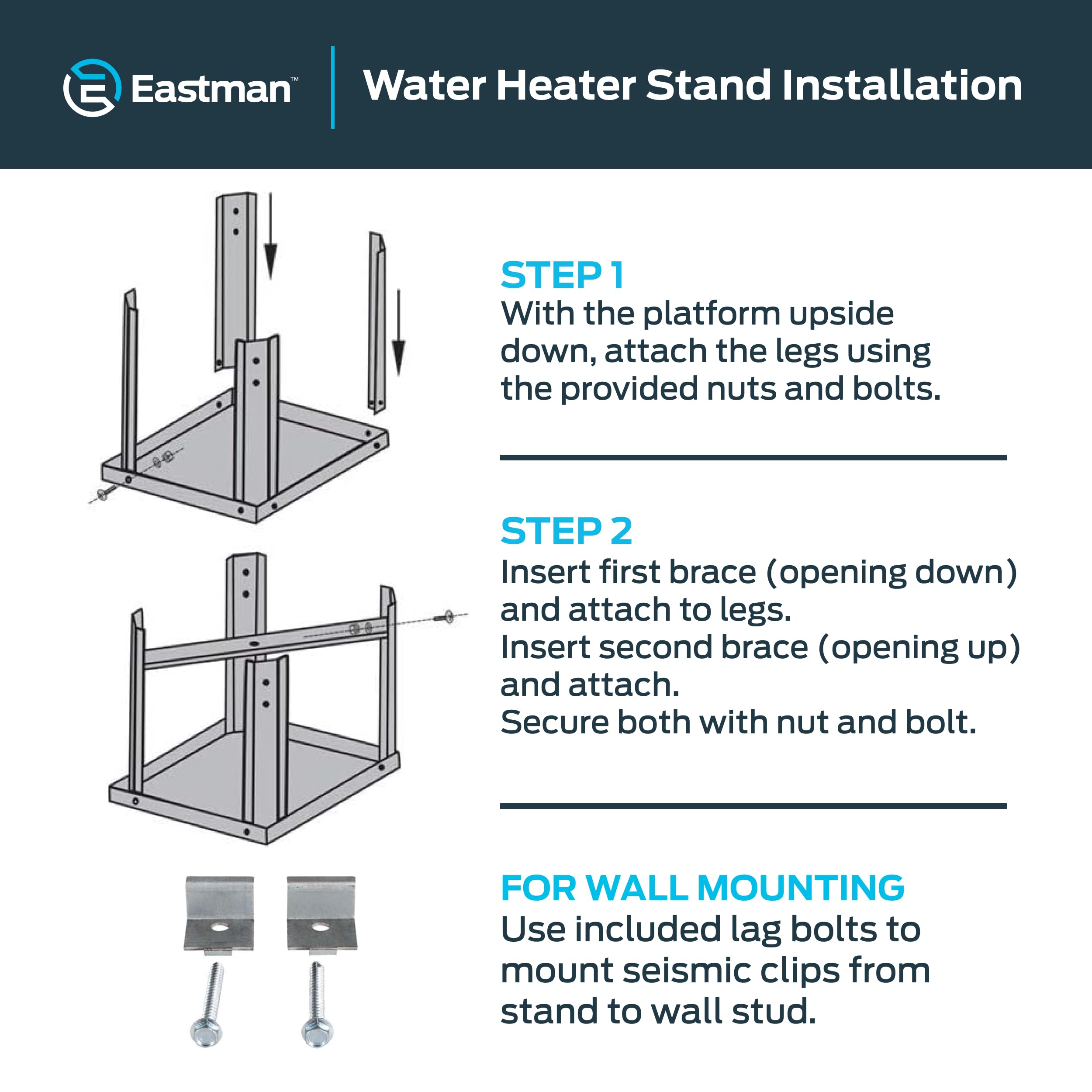 Eastman 86278 Soporte para Calentador de Agua, Plata, 18 x 21.5 x 21.5 inches