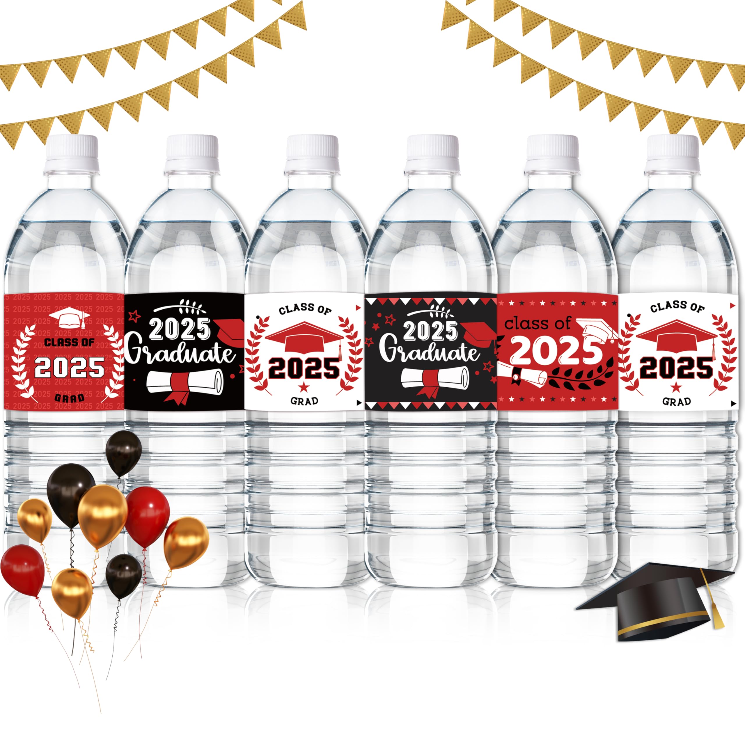 COcnny 120pcs Graduation Water Bottle Labels, Graduation Decorations Stickers Class of 2026 Congrats Grad Party Supplies, Bottle Wrappers Label Decor