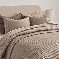 Vista 9 de EVERGRACEHOME Cotton Sateen Quilt Set Queen Size, Pre-Washed Cotton Channel Stitch Coverlet Bedspread, 3 Pieces Lightweight Soft Bedding Sets for