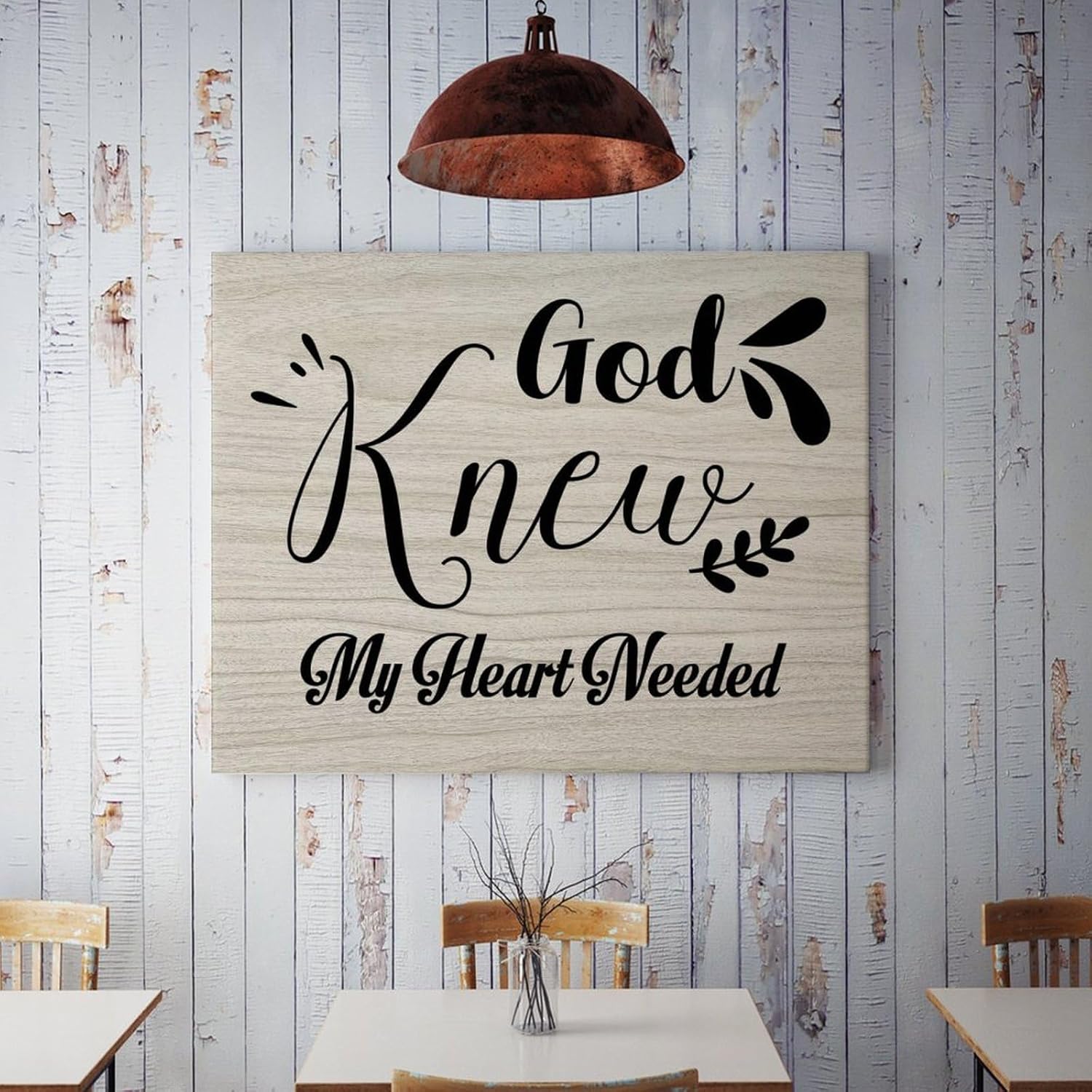 Quotes Wall Art Canvas 20x16in,God Knew My Heart Needed You Canvas Wall Art Typography Home Office Wall Decor Prints Framed Artwork for Bed Living Room Modern Paintings on Prints Birthday Gifts