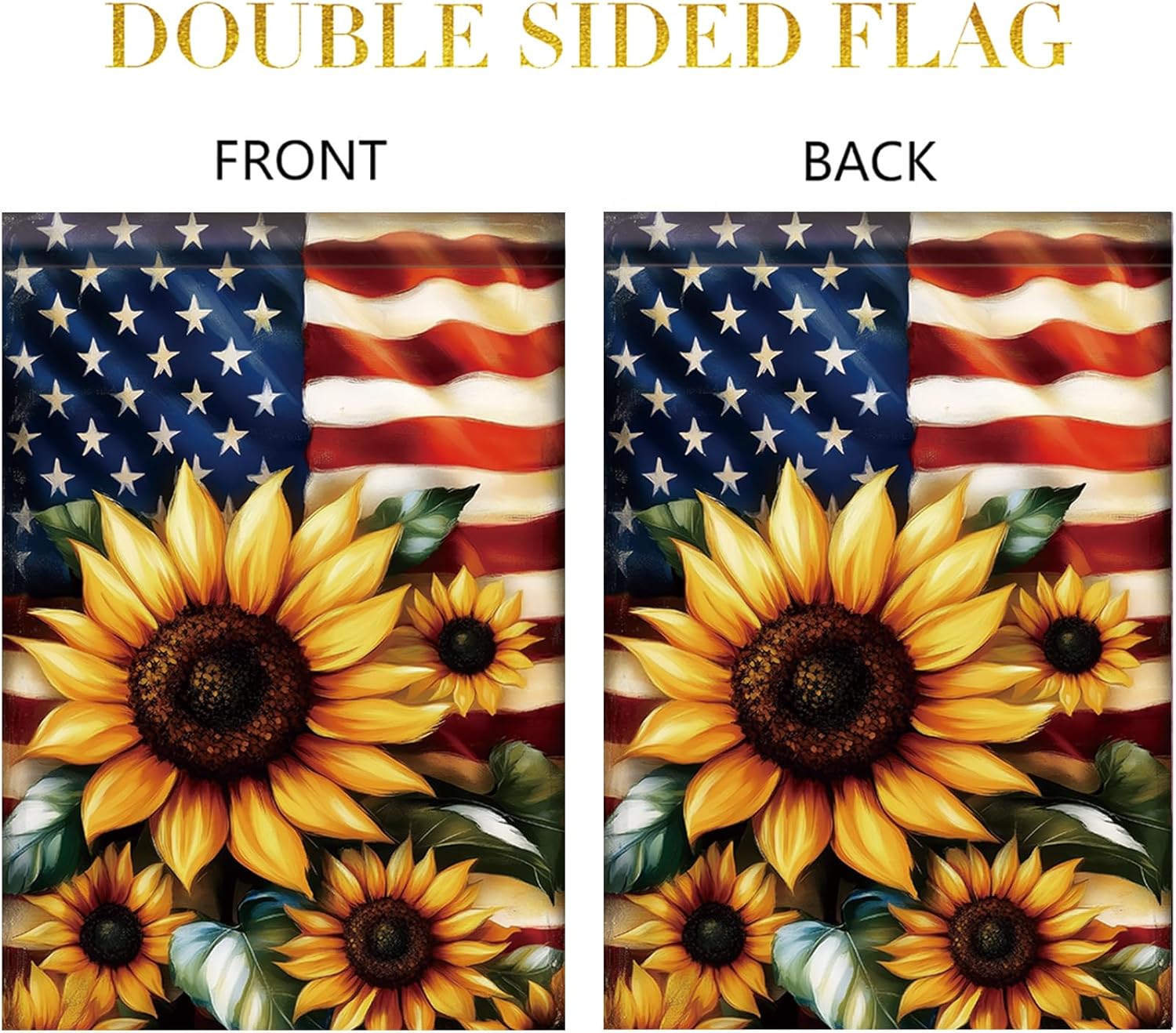 Sunflower Garden Flag 4th of July American Flags 12x18 Inch Double Sided Patriotic USA Flag Flag for Outdoor Independence Day Memorial Day Decorations for Farmhouse Holiday Yard Outside - Image 7