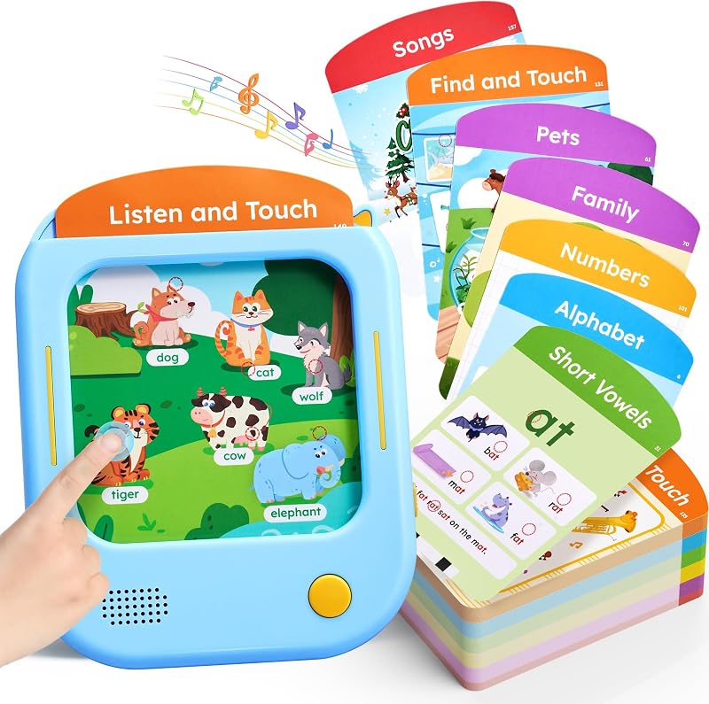 JoyCat Kids Learning Tablet, 156-Page Talking Phonics Flash Cards | 40+ Themes, 600+ Words, 100+ Interactive Games, Learn to Read, Screen-Free Preschool Learning Toys Gifts for 2-6 Year Old