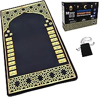Islamika Electronic Smart Prayer Mat with Prayer Beads - Interactive Rug for Learning Salah, Surahs & Adhan in 10 Languages (Black)
