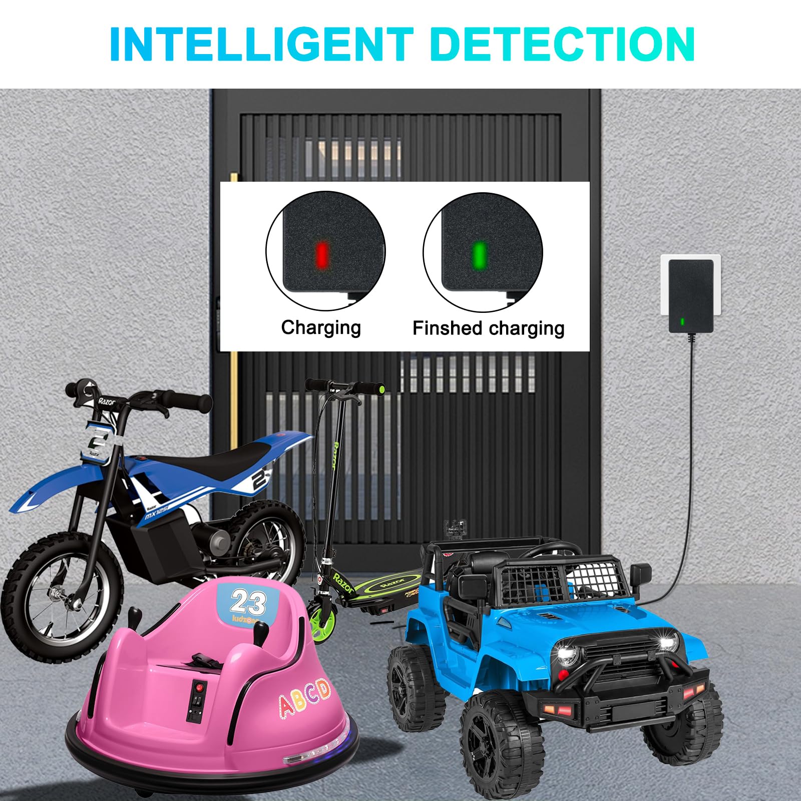 12V Charger for Kids Ride on Car,Class 2 Power Supply for Kidzone Bumper Car/Wrangler SUV/Electric Kid Motorcycle/Jeep Car,12v Battery Charger for Ride on Toys (12v Battery Charger for Ride on Toys)