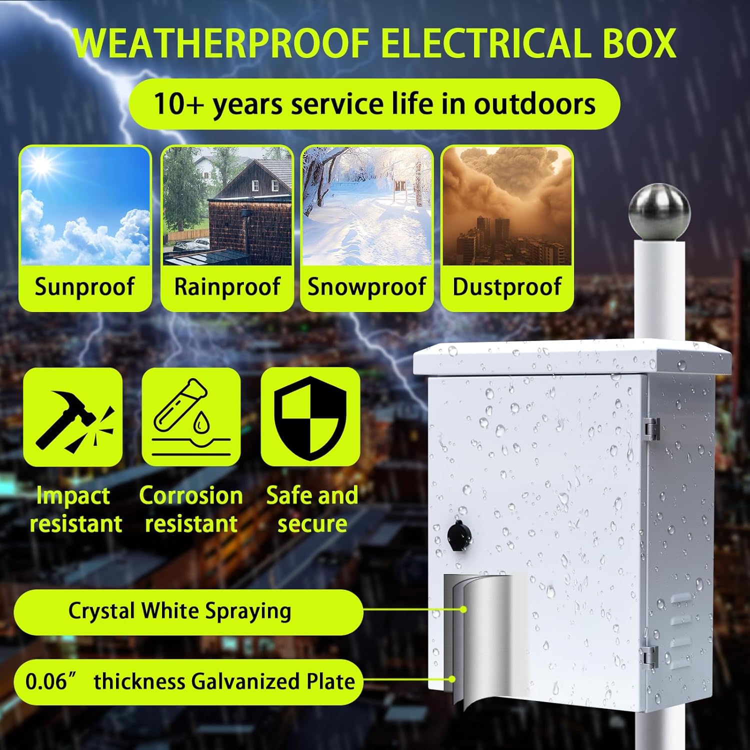Waterproof Outdoor Electrical Junction Enclosure Nema Box with Fan & Thermostat Vented with Wall/Pole Mounting Hardware (19.7x15.8x7.9)