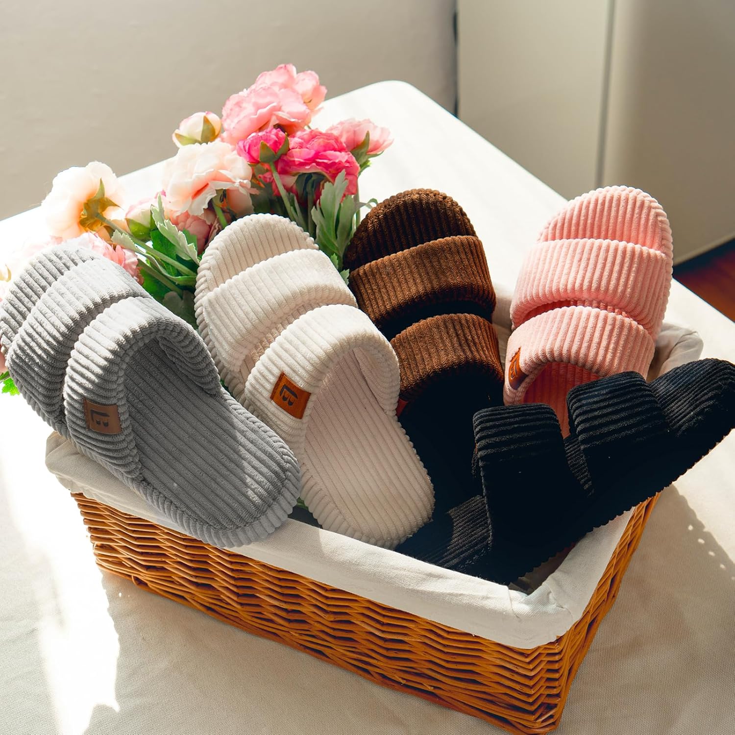 LongBay Slippers for Women Memory Foam Open Toe Slide Indoor House Shoes Slip On Bedroom Comfy Gift - Image 3