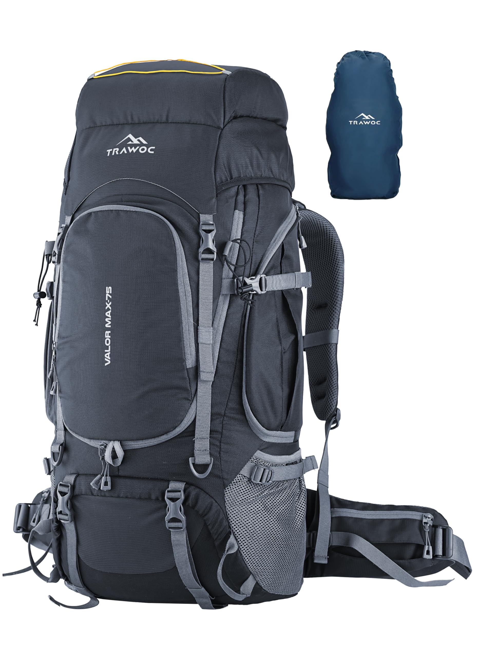 trawoc VALOR MAX 75 Ltr Travel Backpack Camping Hiking Trekking Bag Rucksack for Men & Women with Rain Cover/Shoe Compartment, Grey, 3 Year Warranty-picture-31
