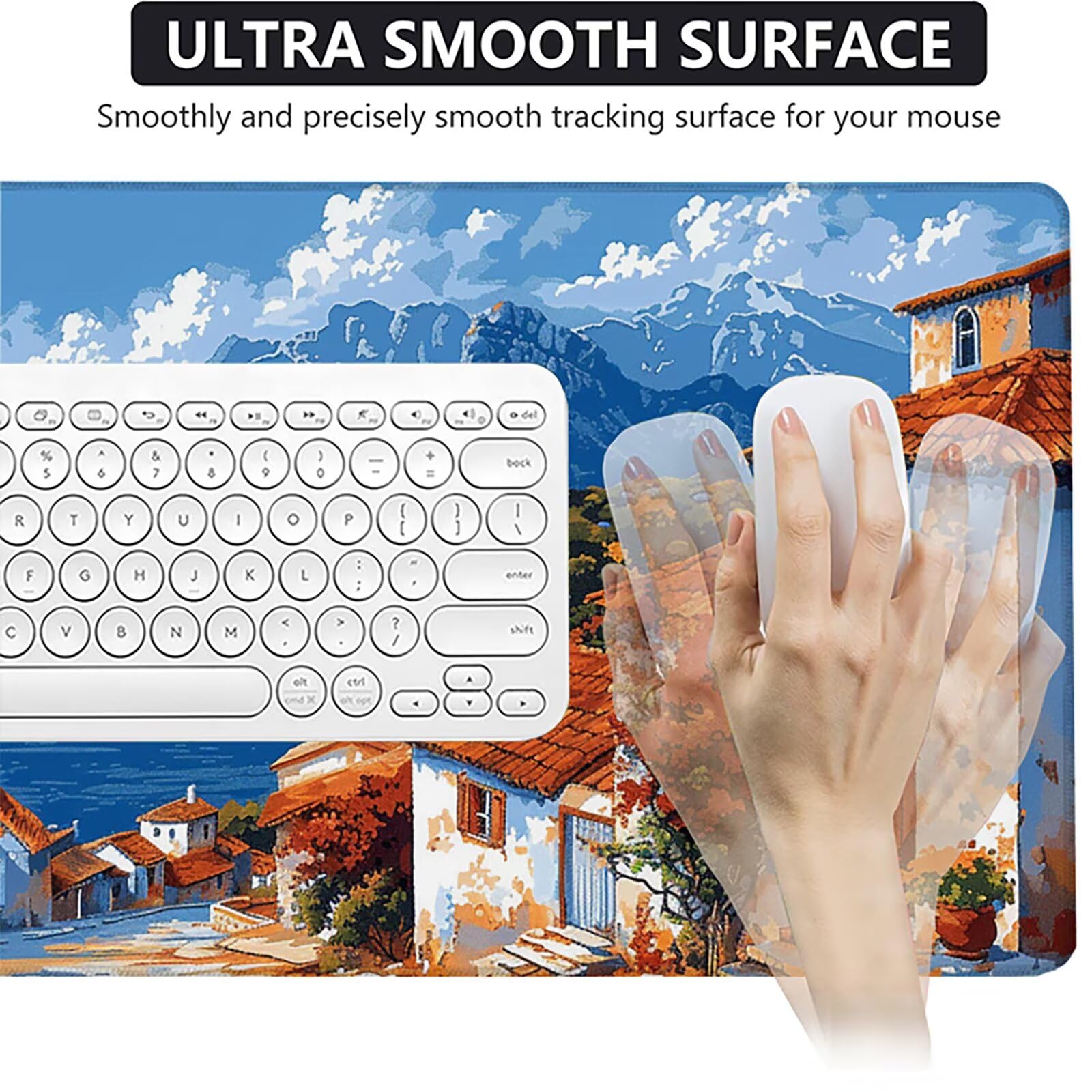 Paisaje Alfombrilla Ratón Gaming XXL 1500x800x3mm, Alfombrilla Gaming Azul Mousepad con Base de Goma Antideslizante, Impermeable Desk Mat para Teclado y Raton, Accesorios Gaming Regalos de Hombre P-C