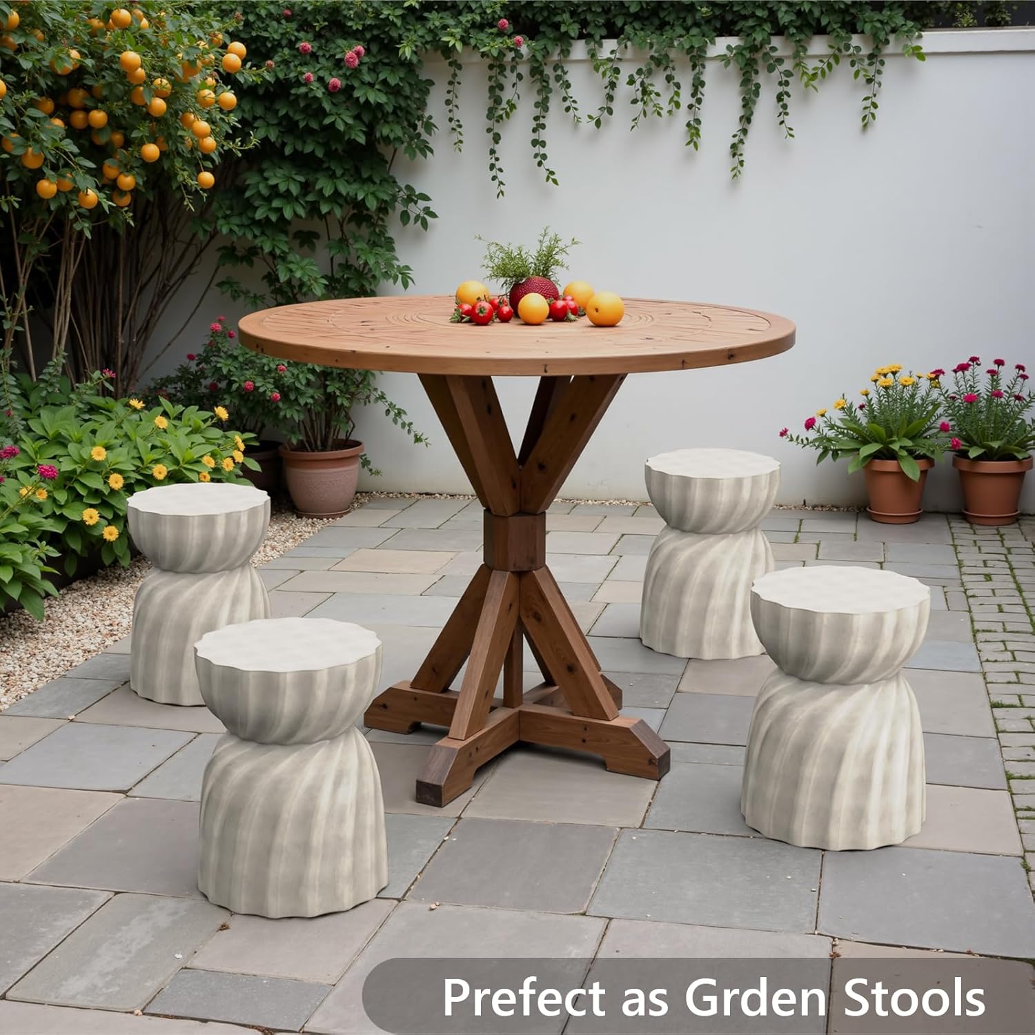 SUNBURY Outdoor Side Table, 19" H Outdoor Accent End Table, Patio Side Tables, Outdoor Coffee Tables, Garden Stool and Plant Stand for Patio, Garden, Living Room, and Backyard