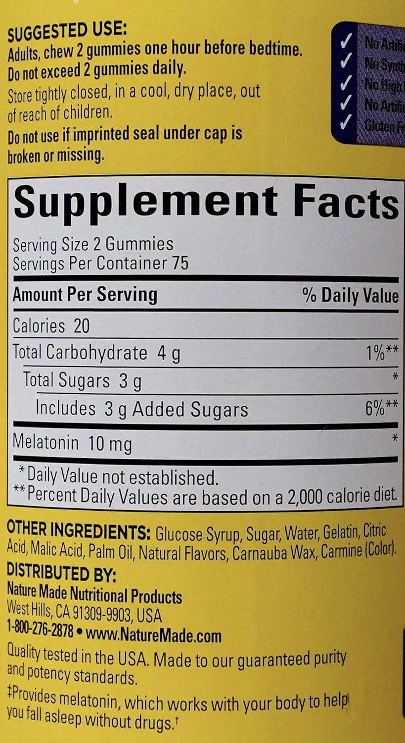 Nature Made Melatonin 10mg Dreamy Strawberry Natural Flavors, 150 Gummies