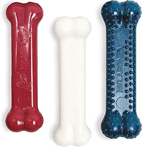 Nylabone Dura Chew Regular Red, White, and Blue Bone Triple Pack