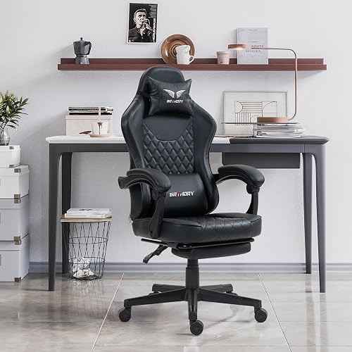 BRTHORY Chaise Gaming Bureau Ergonomique Fauteuil Gaming avec Repose-Pieds, Siège de Bureau réglable 135°, Charge 150 kg - 7