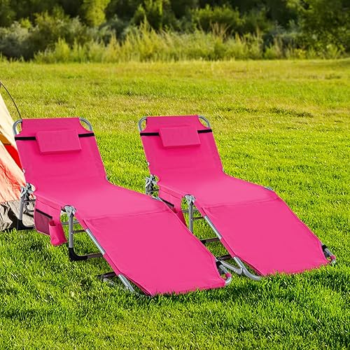 Miniatura 15 de Tangkula Sillón de playa, silla de bronceado plegable al aire libre con agujero para la cara/brazo, 2 asas de transporte, almohada, respaldo