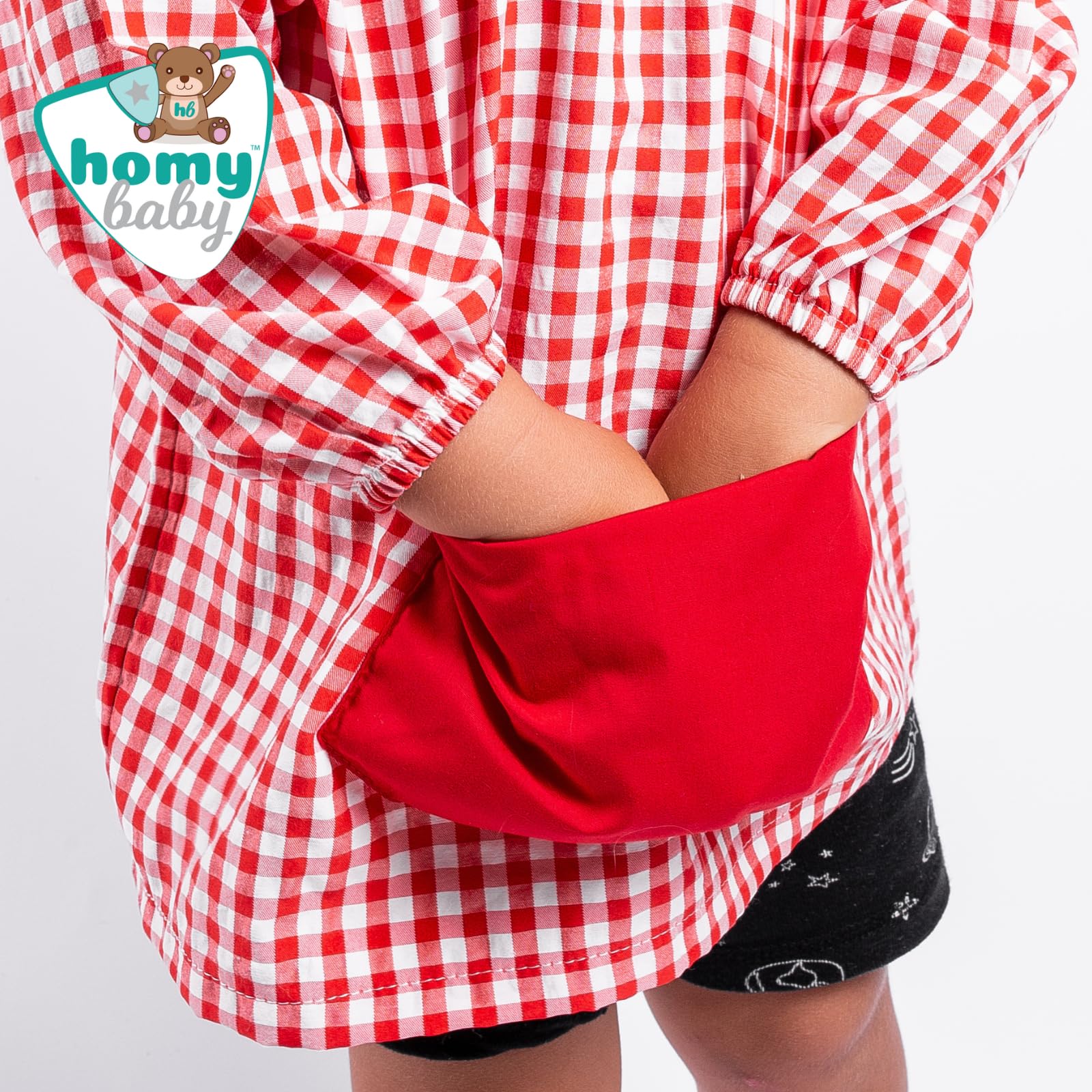 HOMYBABY® Bata Escolar Infantil Niño Niña Guardería Colegio Fácil de Poner Bolsillo Puños Cerrados