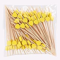 Vista 8 de JtmyAota Paquete de 100 palillos de dientes de frutas, palillos de bambú en forma de corazón, palillos de bambú natural para aperitivos, pastel