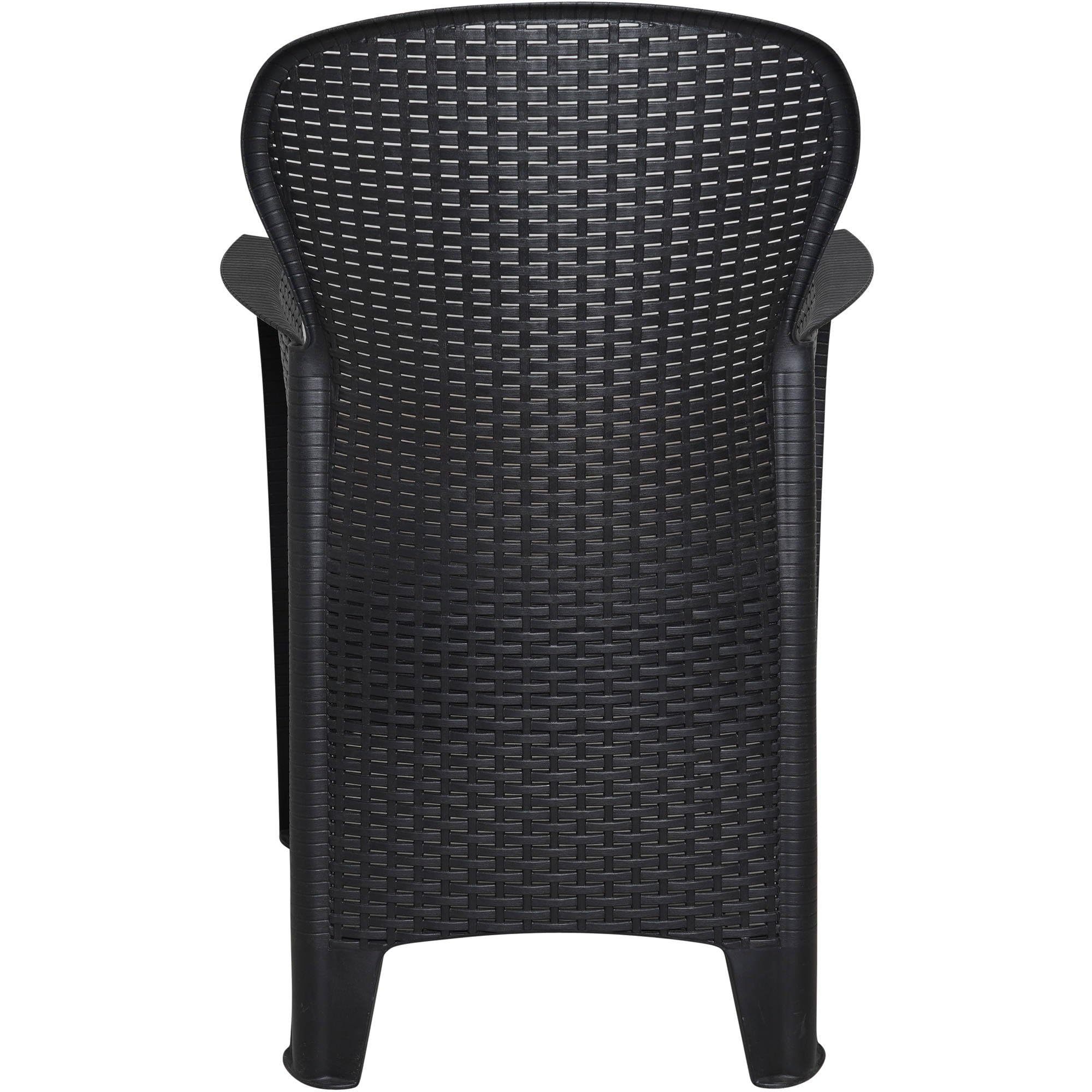 Dmora - Sedia da esterno Como, Seduta da giardino, Poltrona outdoor effetto rattan, 100% Made in Italy, 59x57h85 cm, Antracite