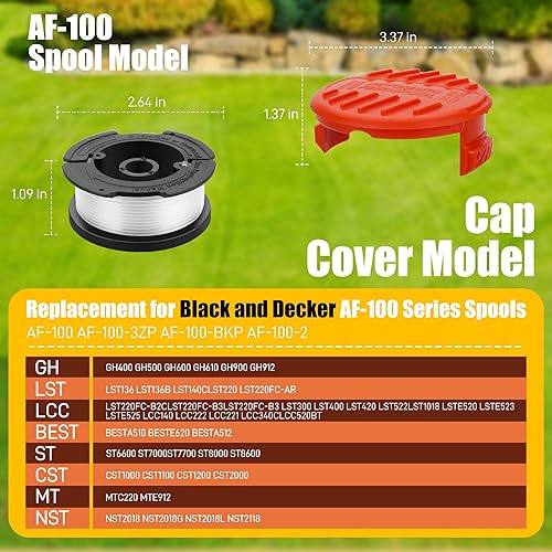 Miniatura 2 de Paquete de 10 cuerdas para malezas compatibles con Black and Decker AF-100 de repuesto de 0.065 pulgadas AF-100 de 240 pies y recortadoras de hilo