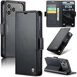 Cover for iPhone 17 Pro Wallet Case [RFID Blocking] Premium PU Leather Wallet Case Flip Book Case with Card Holder Slot Stand Flip Case for iPhone 17 Pro, Black