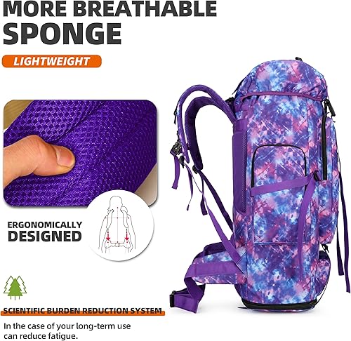 Miniatura 5 de 100L camping senderismo militar táctico mochila escalada al aire libre bolsas de deporte para acampar, mochilero, Púrpura (Purple Camo), Mochilas