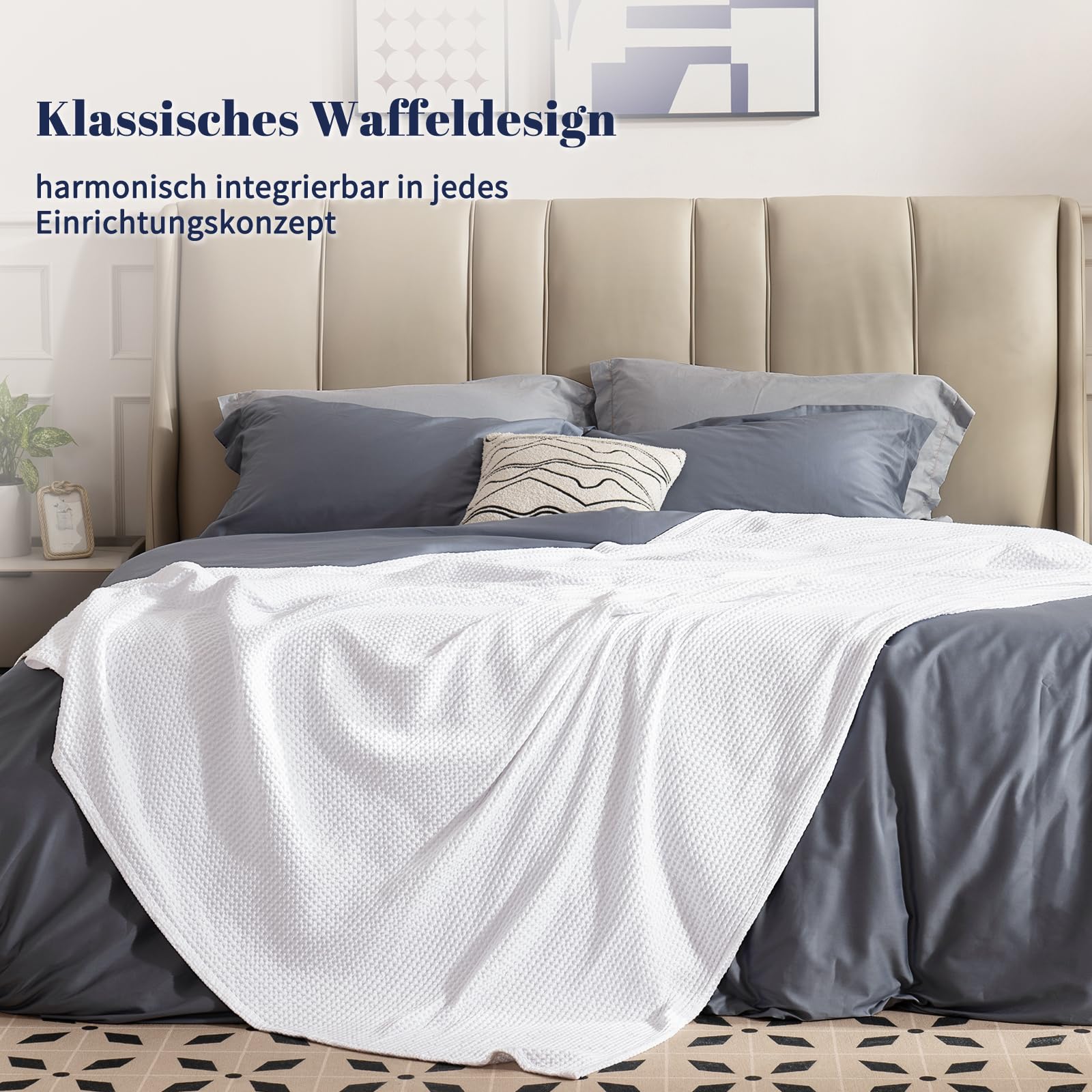 PHF Thermische deken van 100% katoen met wafelweefsel voor
