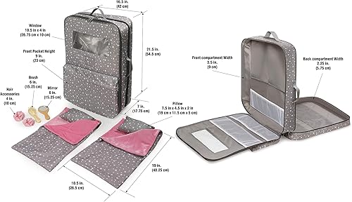 Miniatura 10 de Badger Basket Pack Pretty Double Doll Carrier Set para muñecas de 18 pulgadas con sacos de dormir y accesorios - Estrellas grises