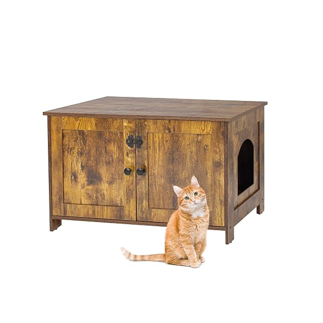 Relaxdays Armario para Gatos con arenero, tabique y Entrada, Oculta Caja de Arena, 46 x 78,5 x 44,5 cm