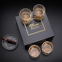 Vista 8 de Caja de Lujo Juego de 4 Vasos de Whisky Old Fashioned, Vasos de Cóctel de 11 OZ, Vasos Bourbon Rocks Scotch, Accesorios de Bar para Whisky Escocés